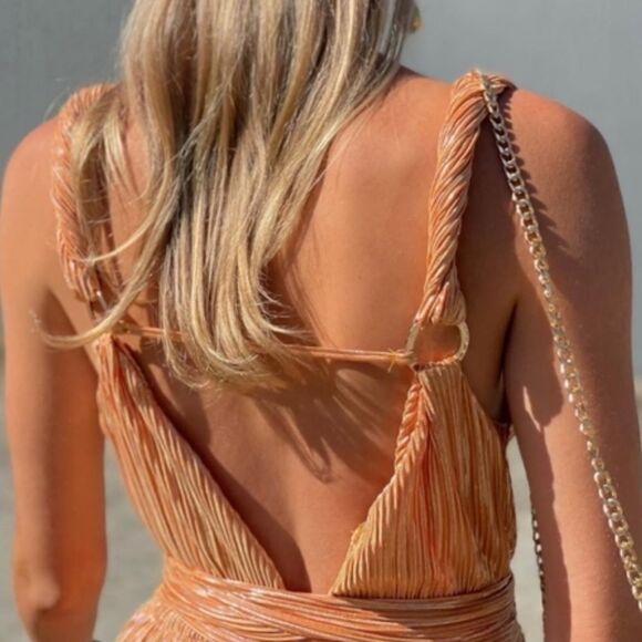 Sabina Musayev Bobo Metallic Mini Dress in Mandarin Size XS - Picture 3 of 8